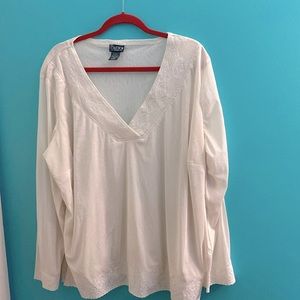 Beige long sleeve blouse.  1X NY Collection